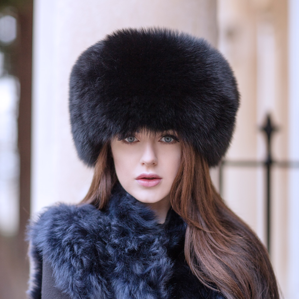 Janie Black Fox Fur Hat - Philippa London